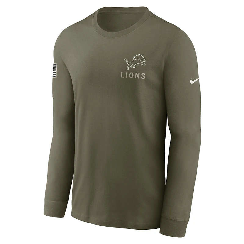 Men's Nike Olive Detroit Lions 2025 Salute to Service Sideline Long Sleeve T-Shirt