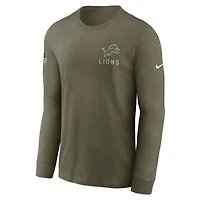 Men's Nike Olive Detroit Lions 2025 Salute to Service Sideline Long Sleeve T-Shirt
