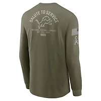 Men's Nike Olive Detroit Lions 2025 Salute to Service Sideline Long Sleeve T-Shirt
