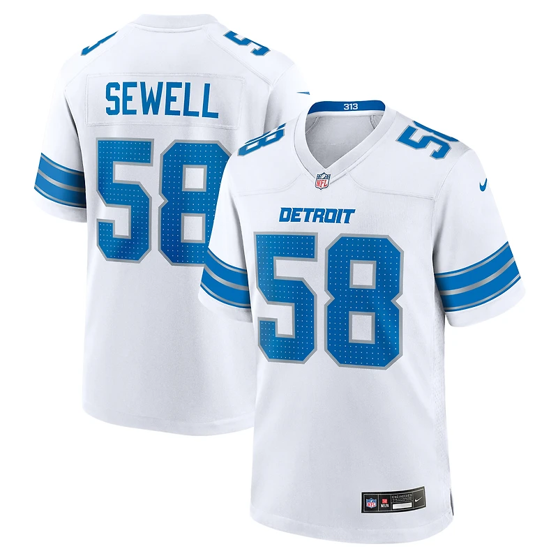 Maillot de match Nike Penei Sewell pour homme, blanc, Detroit Lions