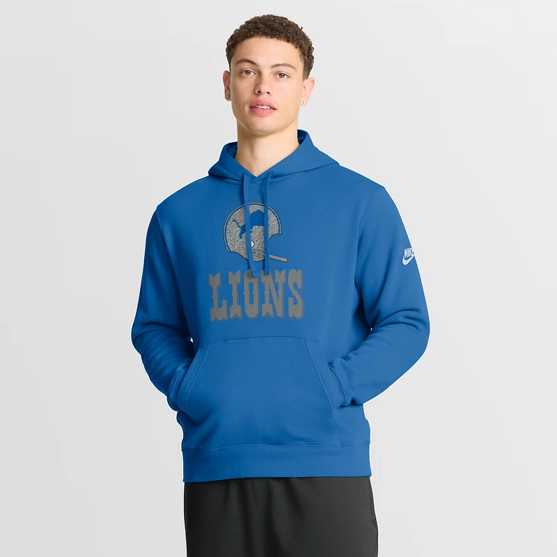 Men's Nike Royal Detroit Lions Best Season Rewind Club Pullover Hoodie