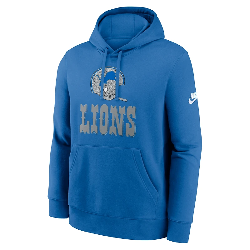 Men's Nike Royal Detroit Lions Best Season Rewind Club Pullover Hoodie