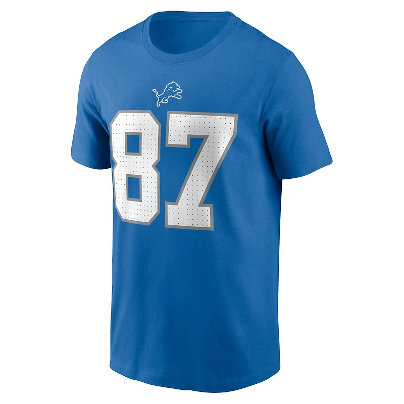 T-shirt Nike Sam LaPorta bleu Detroit Lions avec nom et numéro pour homme