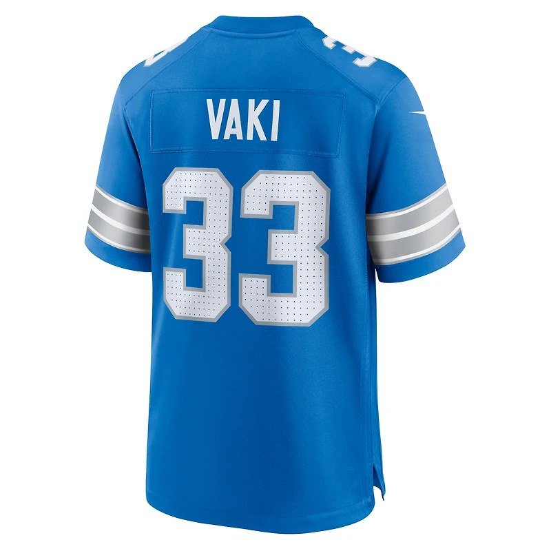Men's Nike Sione Vaki  Blue Detroit Lions Team Game Jersey