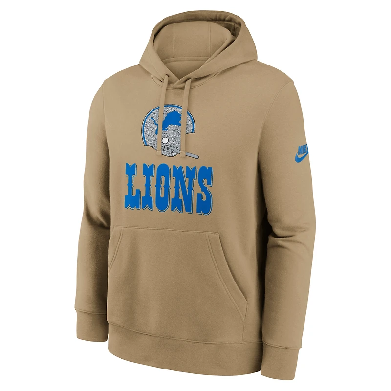 Men's Nike Tan Detroit Lions Best Season Rewind Club Pullover Hoodie