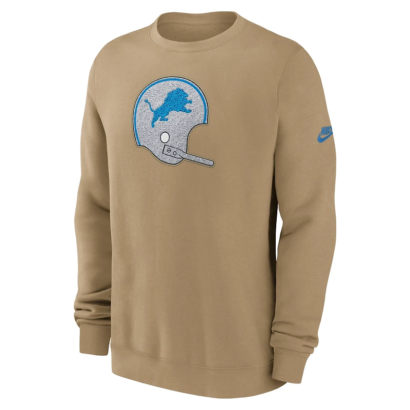 Men's Nike Tan Detroit Lions Swing Pass Rewind Club Pullover Sweatshirt