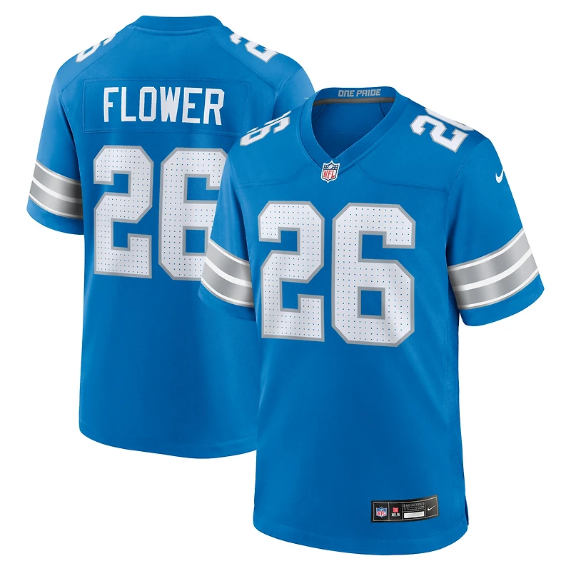 Men's Nike Tre Flowers  Blue Detroit Lions Team Game Jersey