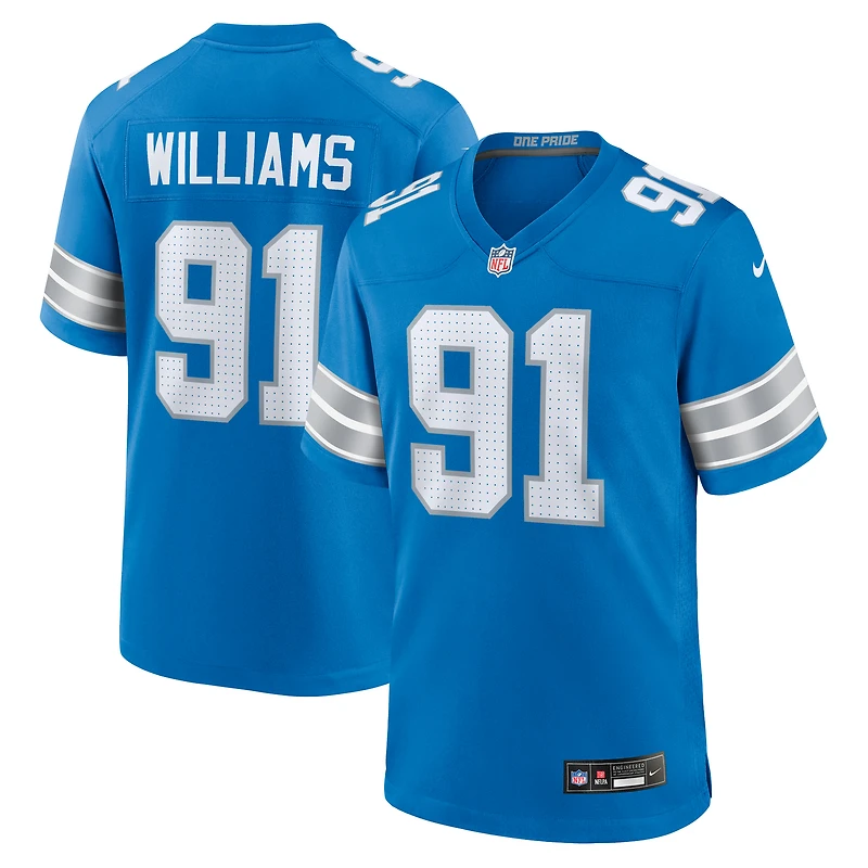 Maillot de match Nike Tyleik Williams bleu des Lions Détroit pour homme