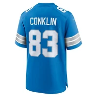 Men's Nike Tyler Conklin  Blue Detroit Lions Team Game Jersey
