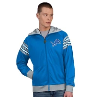 Veste de survêtement à capuche zippée pour homme Pro Player bleu/argenté Detroit Lions Helmet