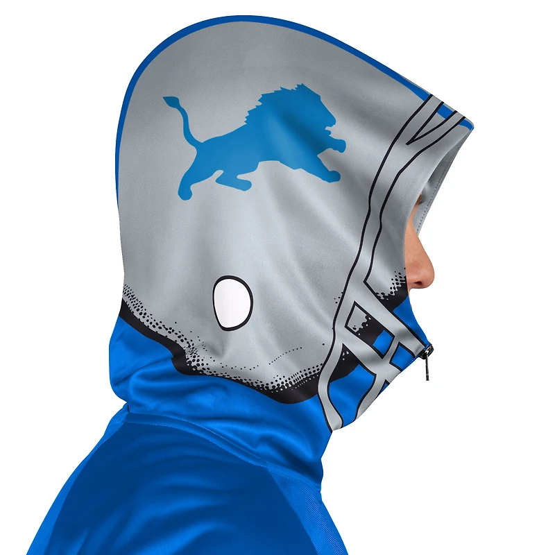 Veste de survêtement à capuche entièrement zippée Pro Player bleu/argent pour homme, motif rétro Detroit Lions