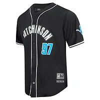 Maillot de baseball boutonné en maille noire Pro Standard Aidan Hutchinson des Detroit Lions pour hommes