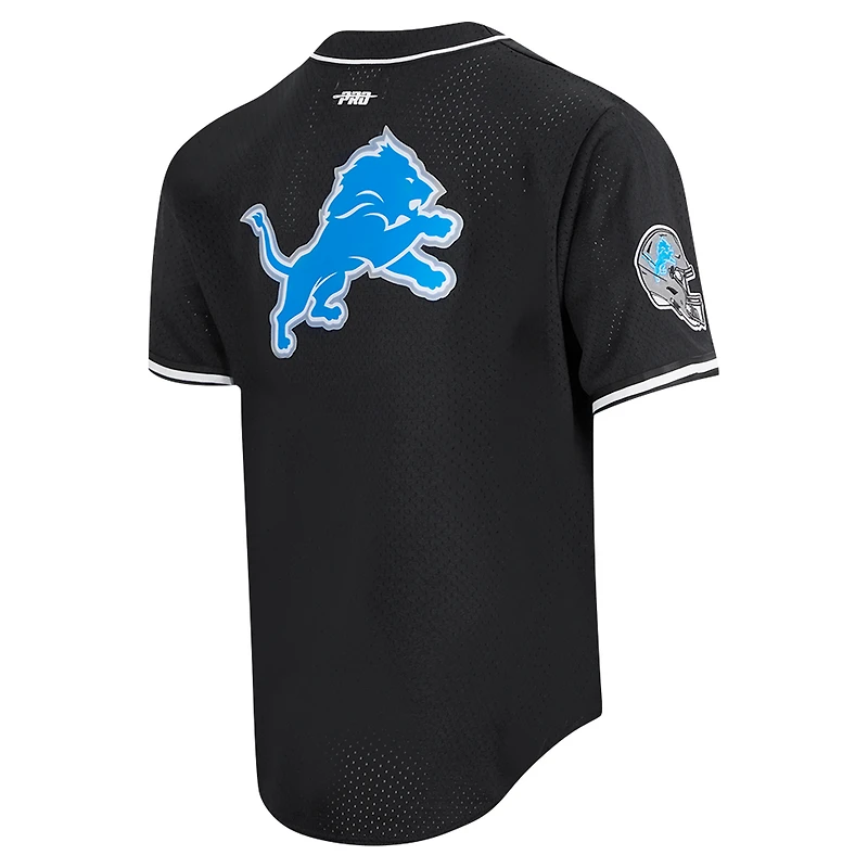 Maillot de baseball boutonné en maille noire Pro Standard Aidan Hutchinson des Detroit Lions pour hommes