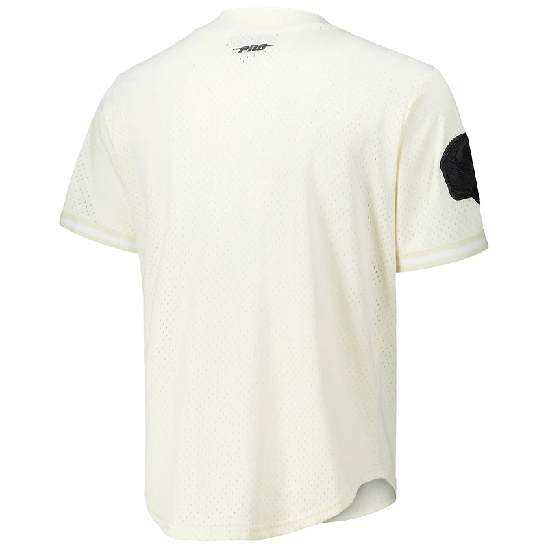 Men's Pro Standard Aidan Hutchinson Cream Detroit Lions Name & Number Triple Tonal Button-Up Baseball Jersey