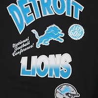 Men's Pro Standard Black Detroit Lions Turn It Up Drop Shoulder Pullover Sweatshirt