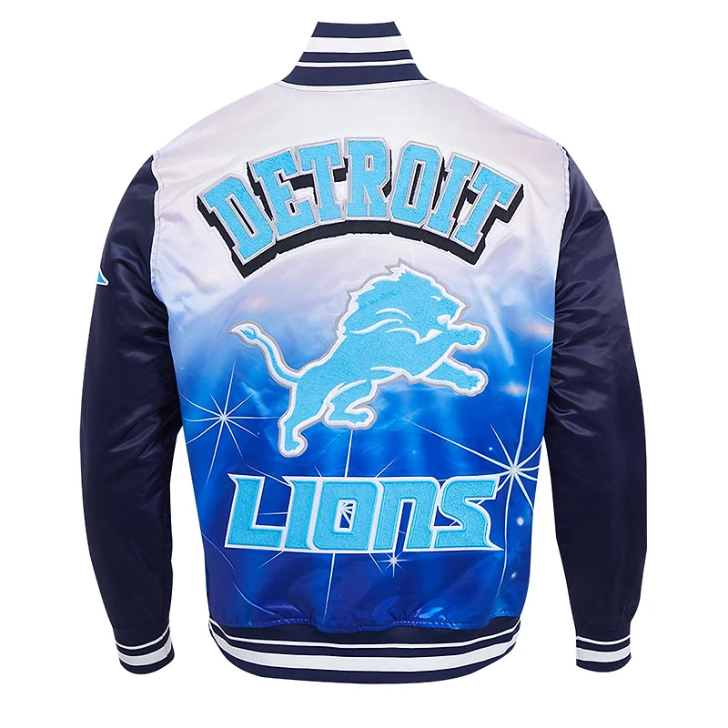 Men's Pro Standard Navy Detroit Lions Sublimated Satin Full-Snap Jacket