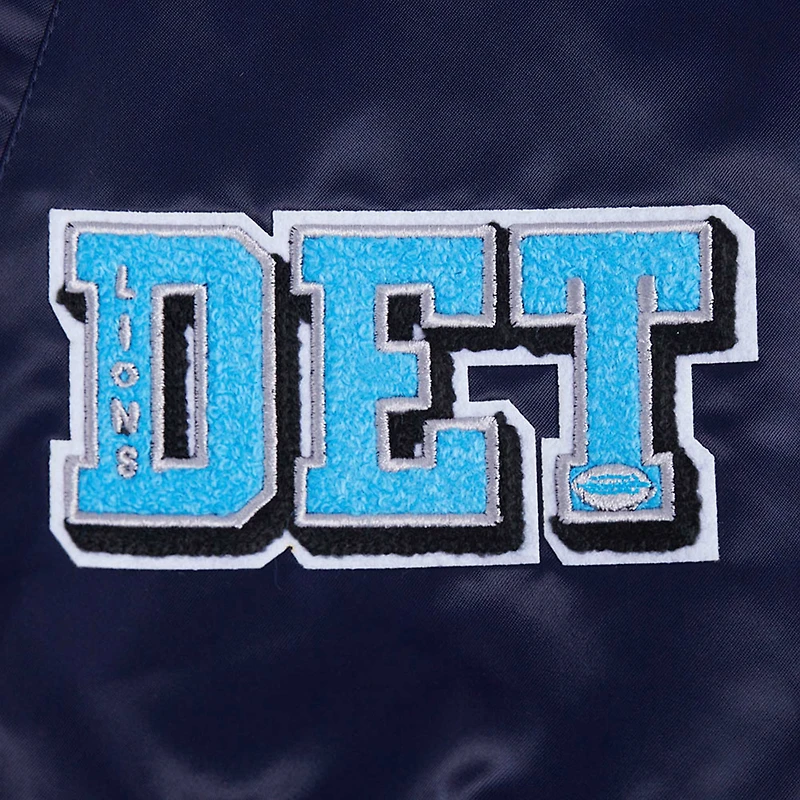 Men's Pro Standard Navy Detroit Lions Sublimated Satin Full-Snap Jacket
