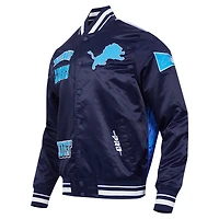Men's Pro Standard Navy Detroit Lions Sublimated Satin Full-Snap Jacket