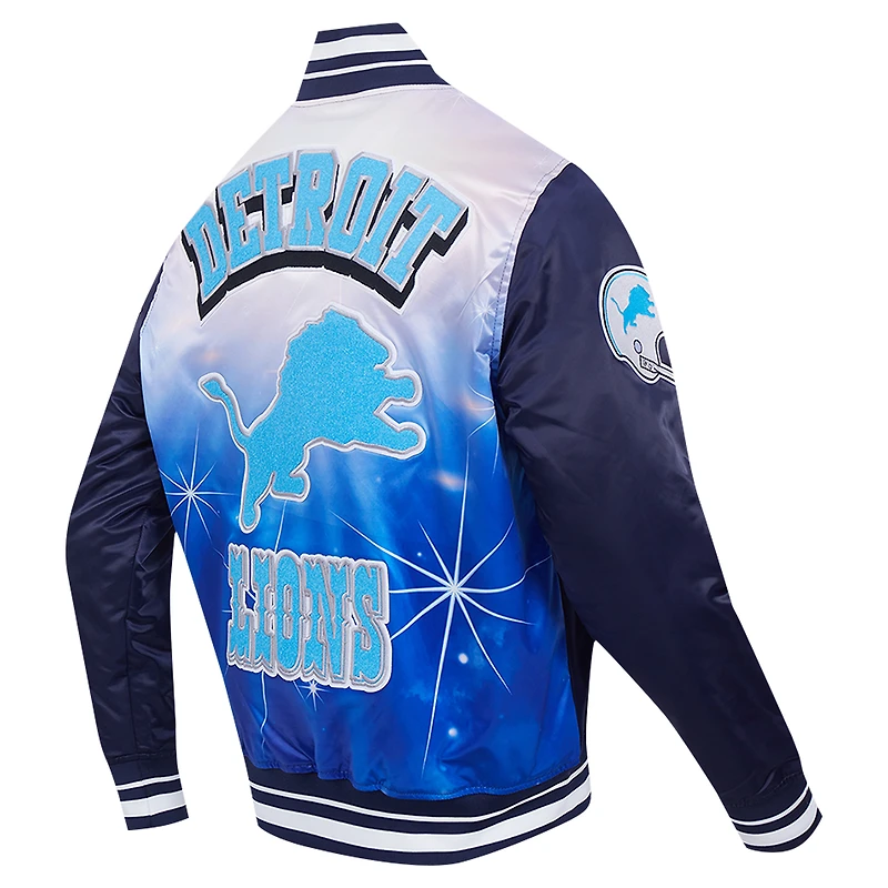 Men's Pro Standard Navy Detroit Lions Sublimated Satin Full-Snap Jacket