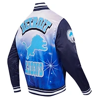 Men's Pro Standard Navy Detroit Lions Sublimated Satin Full-Snap Jacket