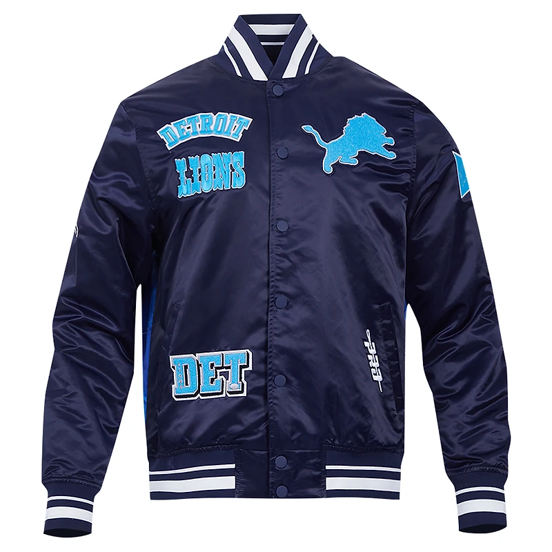 Men's Pro Standard Navy Detroit Lions Sublimated Satin Full-Snap Jacket