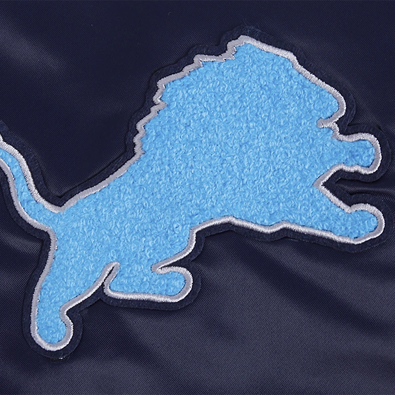Men's Pro Standard Navy Detroit Lions Sublimated Satin Full-Snap Jacket