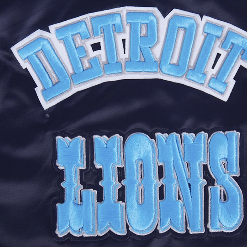 Men's Pro Standard Navy Detroit Lions Sublimated Satin Full-Snap Jacket