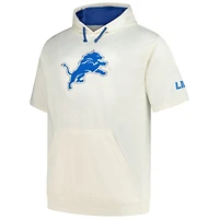 Sweat à capuche manches courtes pour homme avec imprimé et logo des Lions de Detroit, profil Oatmeal