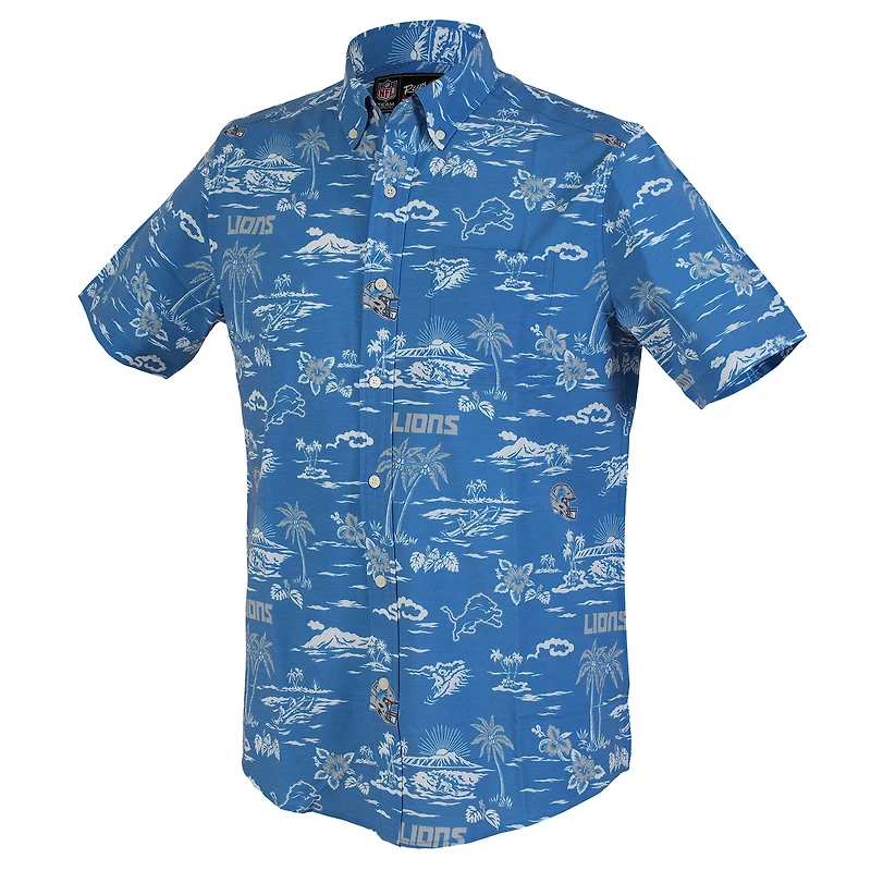 Chemise boutonnée Kekai Performance bleue Reyn Spooner pour homme des Lions de Détroit