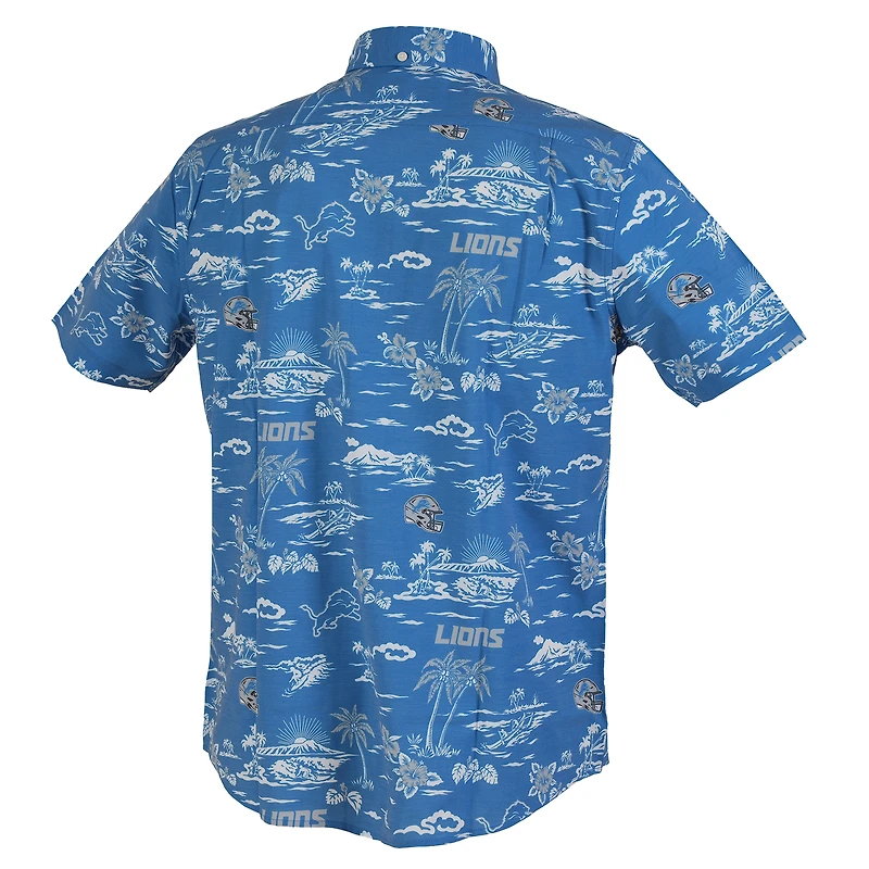 Chemise boutonnée Kekai Performance bleue Reyn Spooner pour homme des Lions de Détroit