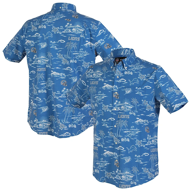 Chemise boutonnée Kekai Performance bleue Reyn Spooner pour homme des Lions de Détroit