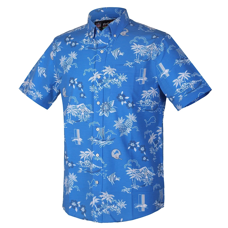 Chemise boutonnée rétro Kekai Performance bleue Reyn Spooner pour homme, des Lions de Detroit