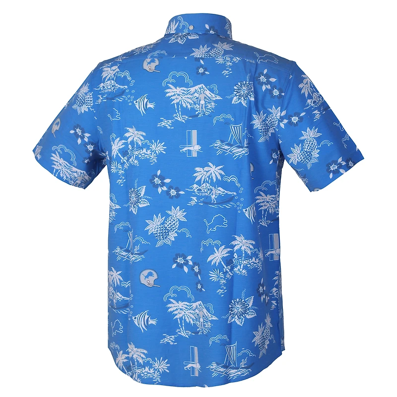 Chemise boutonnée rétro Kekai Performance bleue Reyn Spooner pour homme, des Lions de Detroit