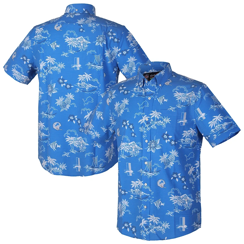 Chemise boutonnée rétro Kekai Performance bleue Reyn Spooner pour homme, des Lions de Detroit
