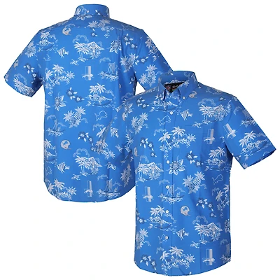 Chemise boutonnée rétro Kekai Performance bleue Reyn Spooner pour homme, des Lions de Detroit