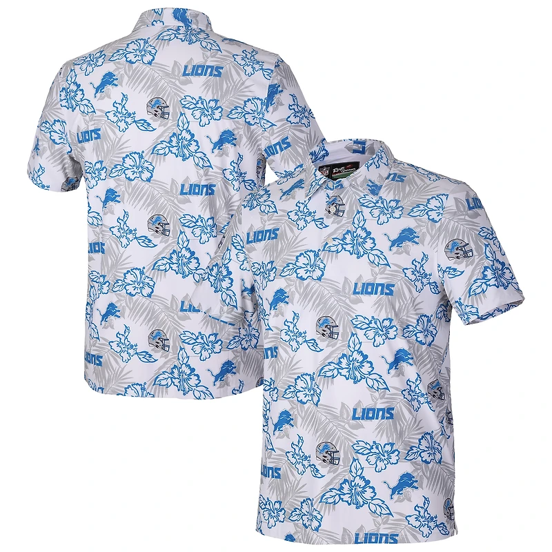 Men's Reyn Spooner White Detroit Lions Pua Performance Game Day Polo