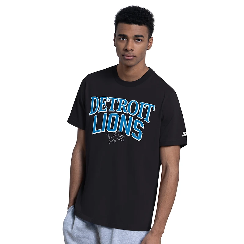 Lot de deux t-shirts rétro Detroit Lions noirs et gris pour homme (Starter)