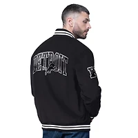 Veste universitaire noire en velours côtelé à boutons-pression pour homme des Detroit Lions