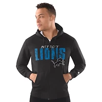 Sweat à capuche zippé classique noir Detroit Lions pour homme
