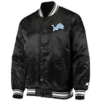 Veste à boutons-pression intégrale en satin pour hommes Detroit Lions Starter noir