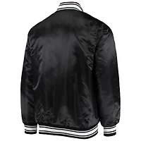 Men's Starter Black Detroit Lions Locker Room Satin Varsity Full-Snap Jacket