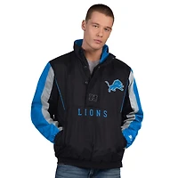 Men's Starter  Black Detroit Lions Thursday Night Gridiron Half-Zip Jacket