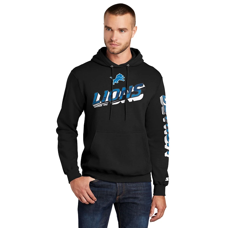 Sweat à capuche noir avec logo Detroit Lions Starter pour homme