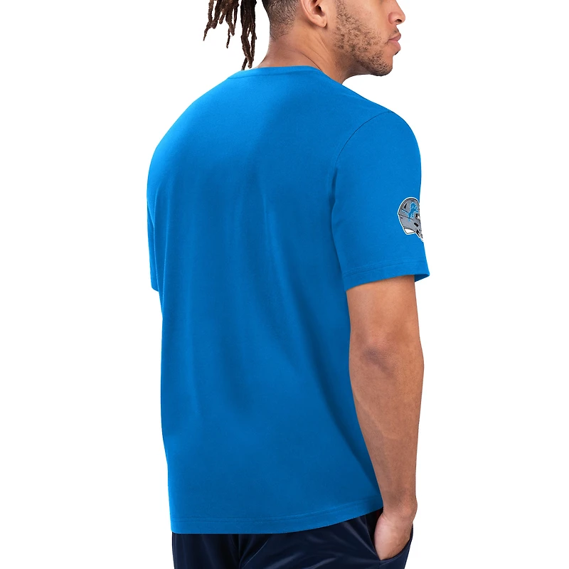 T-shirt graphique Starter Blue/Silver Detroit Lions Finish Line Extreme pour hommes