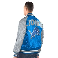 Men's Starter  Blue/Silver Detroit Lions Inductee Raglan Full-Snap Varsity Jacket