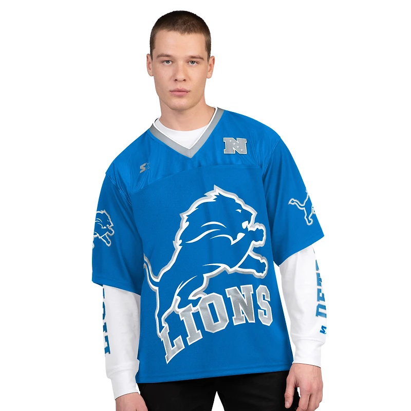 Men's Starter Blue/White Detroit Lions Short Sleeve & Long T-Shirt Combo Pack