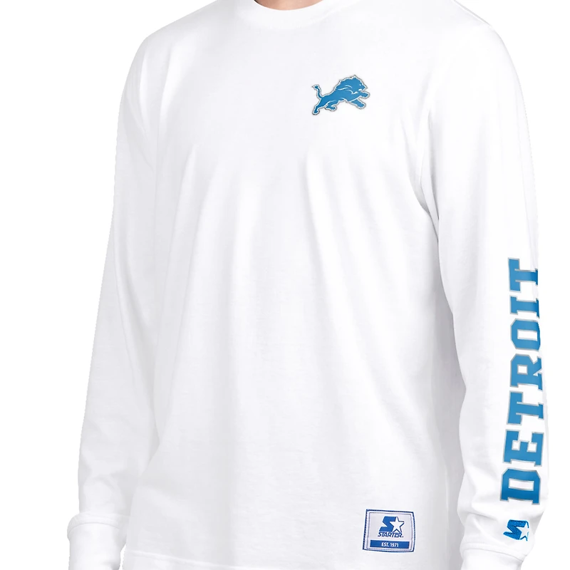 Men's Starter Blue/White Detroit Lions Short Sleeve & Long T-Shirt Combo Pack