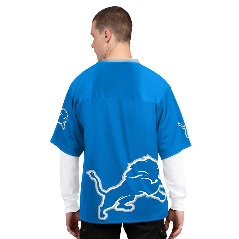 Men's Starter Blue/White Detroit Lions Short Sleeve & Long T-Shirt Combo Pack