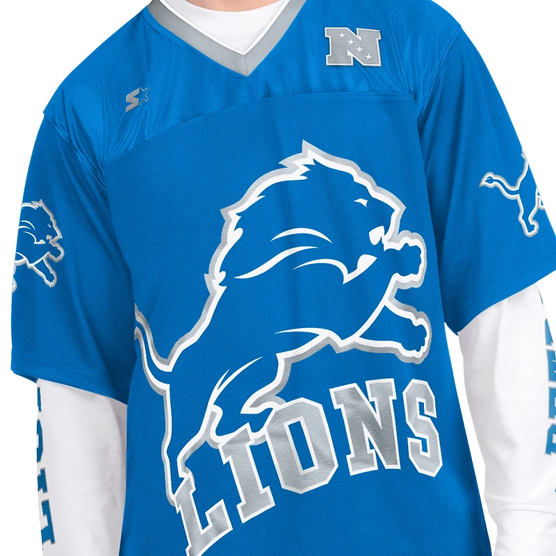 Men's Starter Blue/White Detroit Lions Short Sleeve & Long T-Shirt Combo Pack