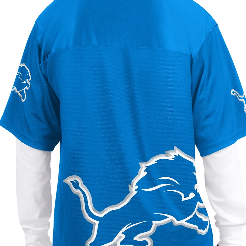 Pack de t-shirts à manches courtes et longues Detroit Lions bleu blanc pour homme